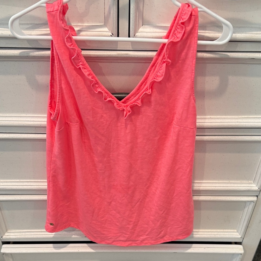 Lilly Pulitzer Coral Ruffle Tank Top
